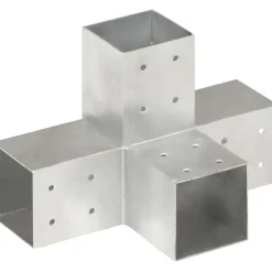 FinePRICE Tolppaliitin X-muoto galvanoitu metalli 81x81mm