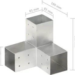 FinePRICE Tolppaliitin Y-muoto galvanoitu metalli 81x81mm