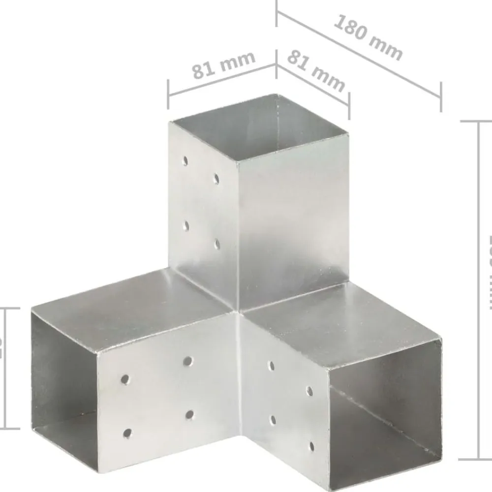 FinePRICE Tolppaliitin Y-muoto galvanoitu metalli 81x81mm