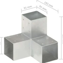 Online FinePRICE Tolppaliitin Y-muoto galvanoitu metalli 91x91mm