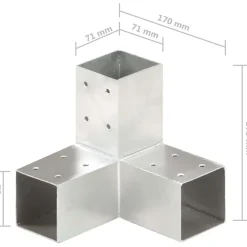 Hot FinePRICE Tolppaliitin Y-muoto galvanoitu metalli 71x71mm