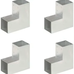 Outlet FinePRICE Tolppaliittimet 4kpl L-muoto galvanoitu metalli 91x91mm