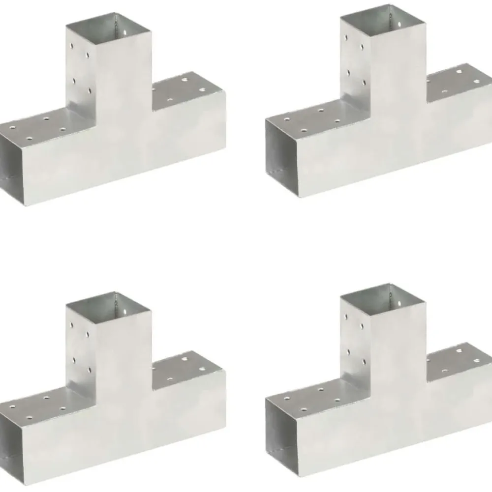 FinePRICE Tolppaliittimet 4kpl T-muoto galvanoitu metalli 71x71mm