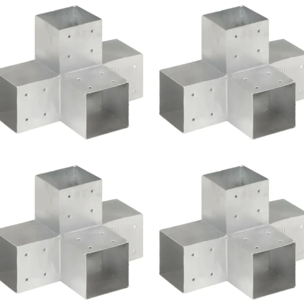 Sale FinePRICE Tolppaliittimet 4kpl X-muoto galvanoitu metalli 101x101mm