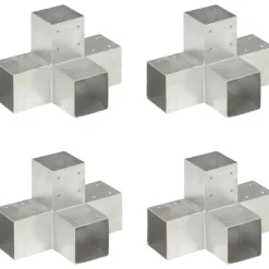 Outlet FinePRICE Tolppaliittimet 4kpl X-muoto galvanoitu metalli 91x91mm