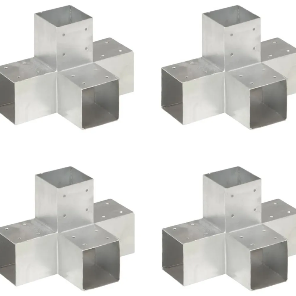Outlet FinePRICE Tolppaliittimet 4kpl X-muoto galvanoitu metalli 91x91mm