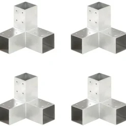 FinePRICE Tolppaliittimet 4kpl Y-muoto galvanoitu metalli 71x71mm