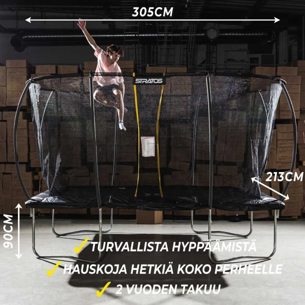 Clearance Stratos Trampoliini turvaverkolla suorakaide eri kokoja