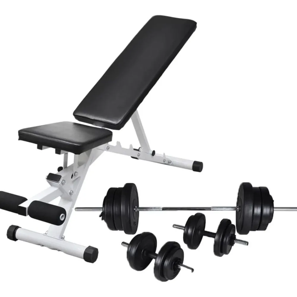 Best FinePRICE Treenipenkki levytanko- ja käsipainosarjalla, 60.5kg, 47.5x41x133cm