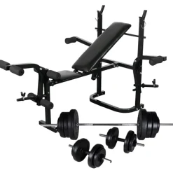 Discount FinePRICE Treenipenkki levytanko- ja käsipainosarjalla, 60.5kg, 163x123x147cm