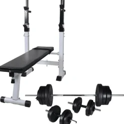 Online FinePRICE Treenipenkki levytanko- ja käsipainosarjalla, 60.5kg, 111x50x120cm