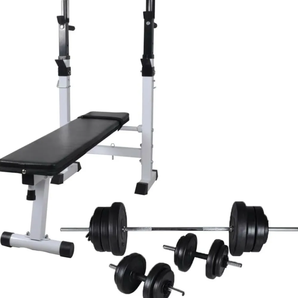Online FinePRICE Treenipenkki levytanko- ja käsipainosarjalla, 60.5kg, 111x50x120cm