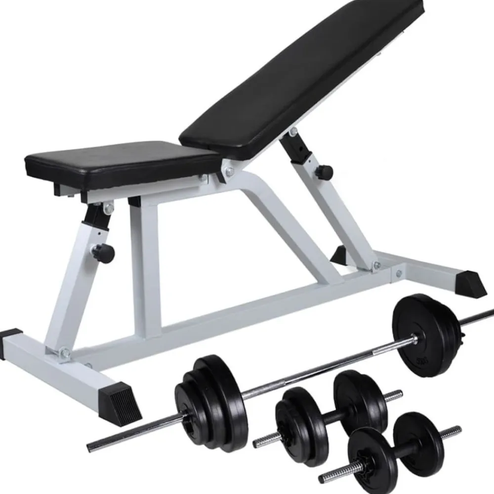 Sale FinePRICE Treenipenkki levytanko- ja käsipainosarjalla, 30.5kg, 115x47x116cm
