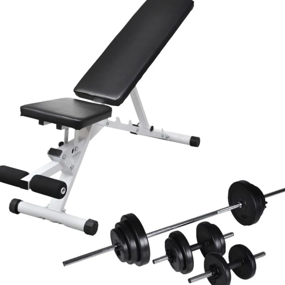 Best FinePRICE Treenipenkki levytanko- ja käsipainosarjalla, 30.5kg, 47.5x41x133cm