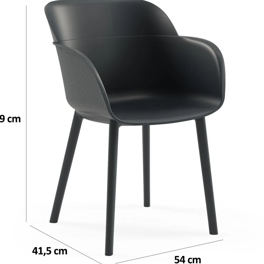 Best Linento Garden Tuoli Shell-P antrasiitti 2kpl/pkt