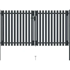 FinePRICE Tuplaovi pihaportti teräs 306x200 cm antrasiitti