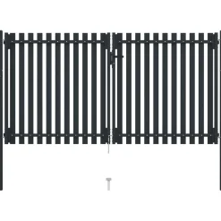 FinePRICE Tuplaovi pihaportti teräs 306x200 cm antrasiitti