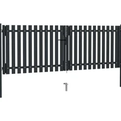 Outlet FinePRICE Tuplaovi pihaportti teräs 306x150 cm antrasiitti