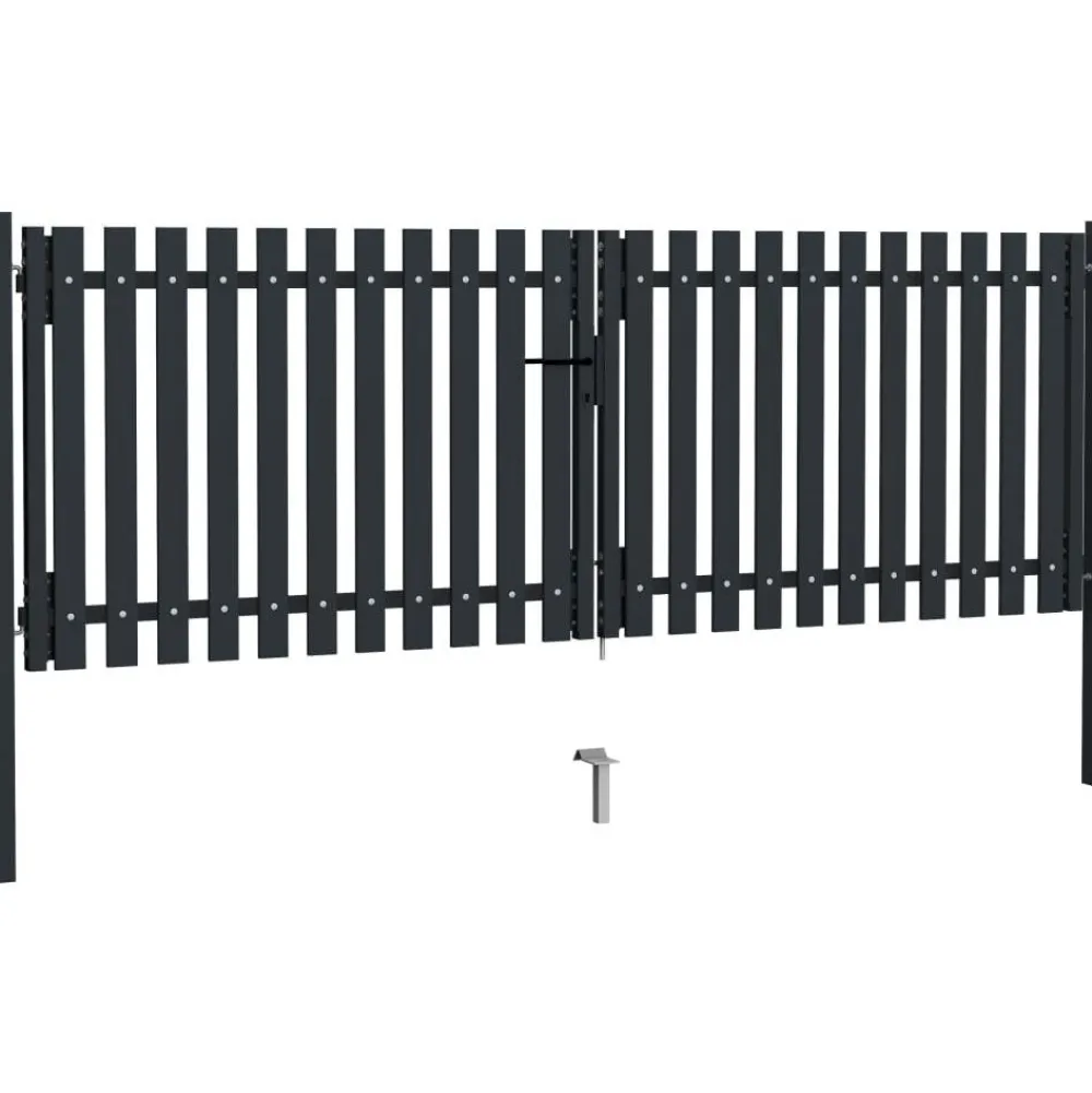 Outlet FinePRICE Tuplaovi pihaportti teräs 306x150 cm antrasiitti