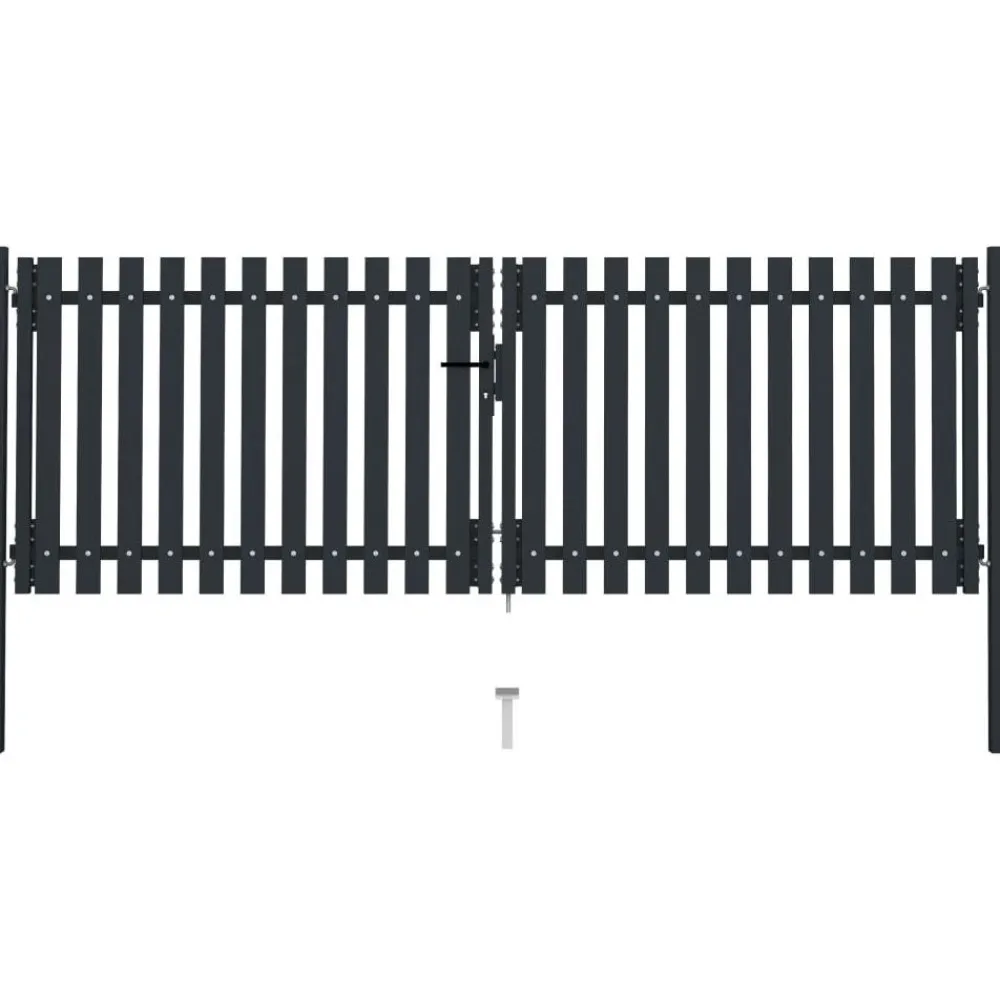 Outlet FinePRICE Tuplaovi pihaportti teräs 306x150 cm antrasiitti