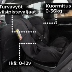 Clearance Kikid Turvaistuin & turvakaukalo Black Edition Isofix 0-36kg musta