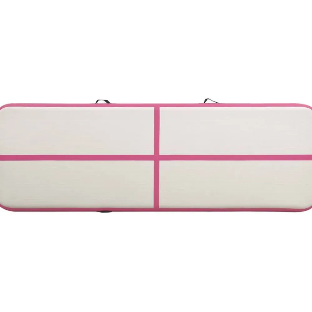 New FinePRICE Täytettävä voimistelumatto pumpulla 400x100x20 cm PVC pinkki