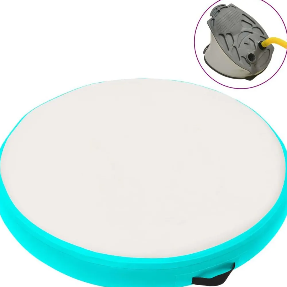 New FinePRICE Täytettävä voimistelumatto pumpulla 100x100x15 cm PVC vihreä