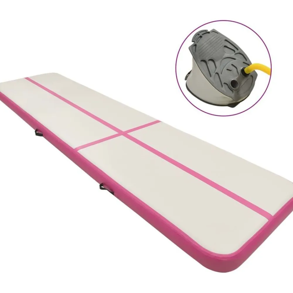 New FinePRICE Täytettävä voimistelumatto pumpulla 700x100x20 cm PVC pinkki