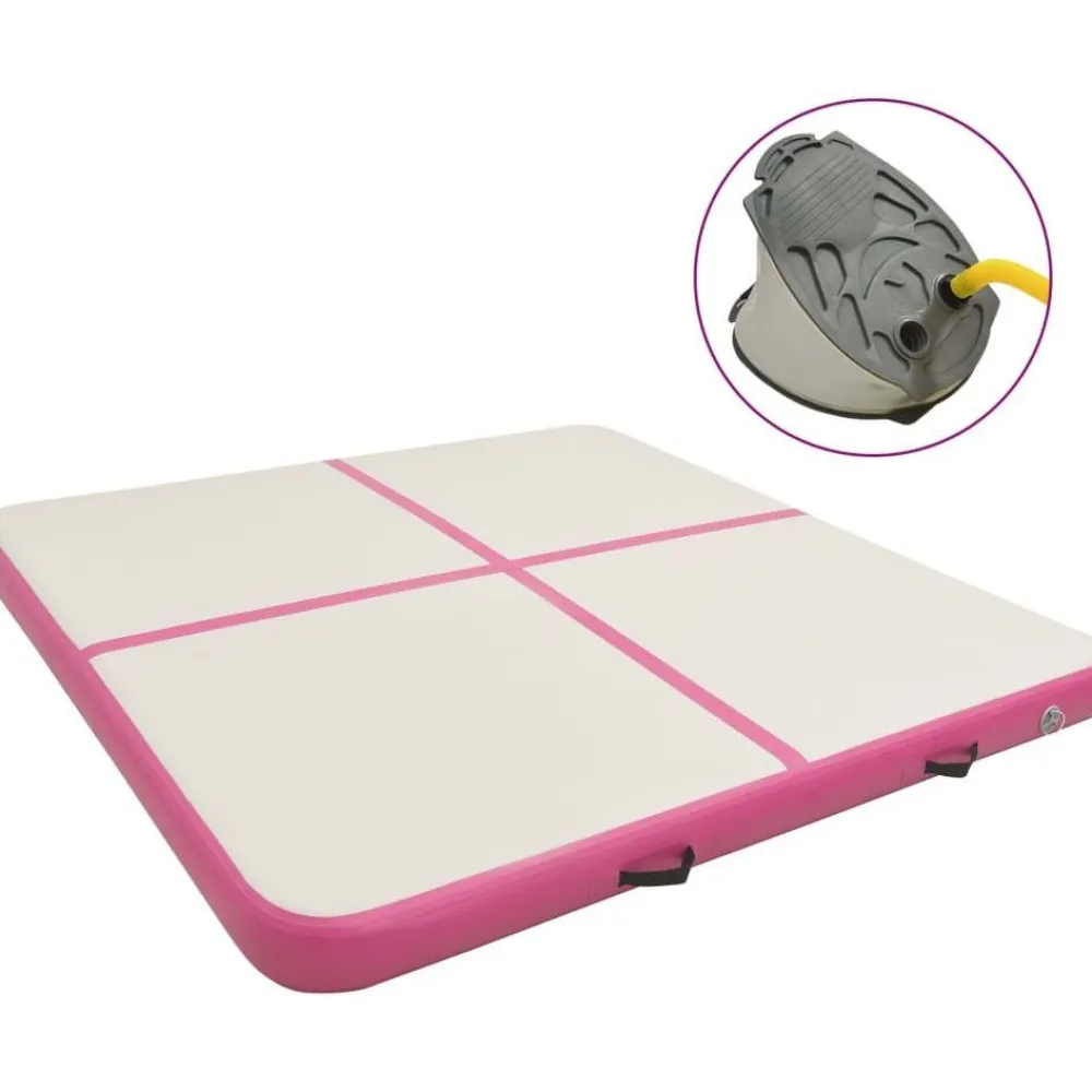 Clearance FinePRICE Täytettävä voimistelumatto pumpulla 200x200x10 cm PVC pinkki