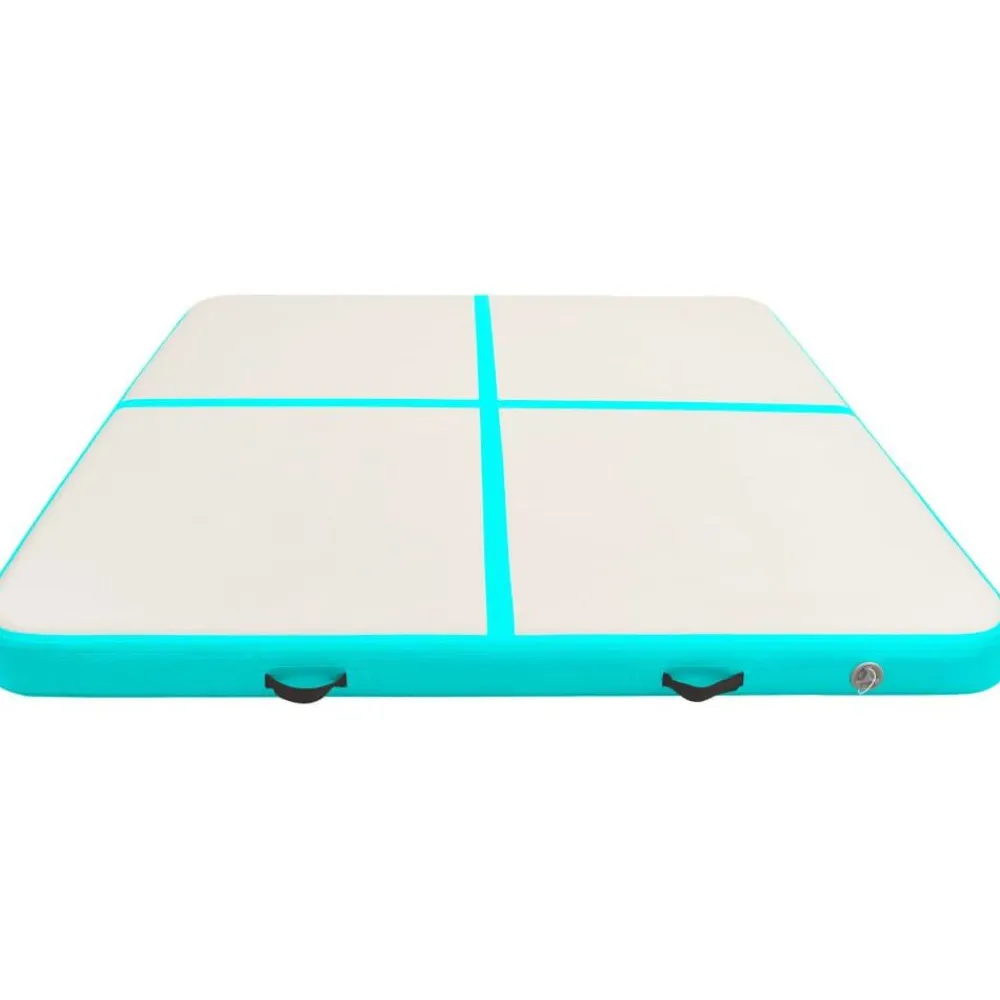 FinePRICE Täytettävä voimistelumatto pumpulla 200x200x10 cm PVC vihreä