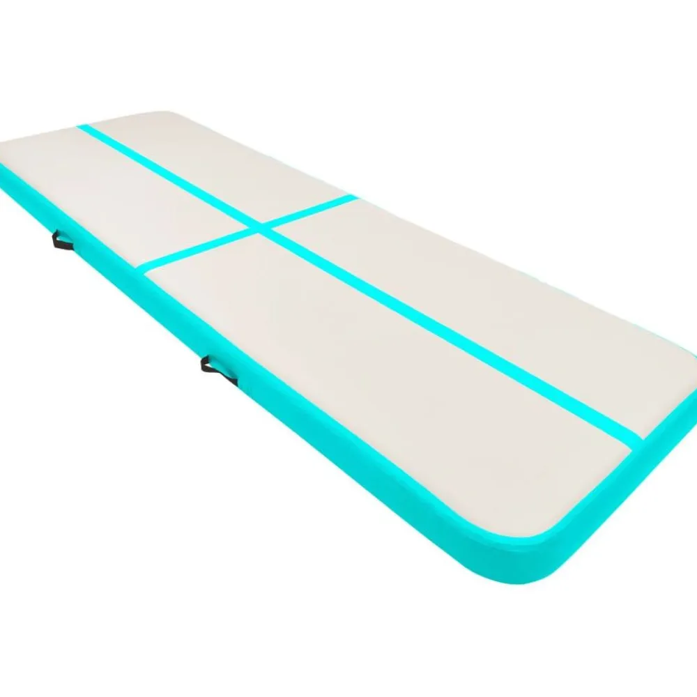 FinePRICE Täytettävä voimistelumatto pumpulla 300x100x15 cm PVC vihreä