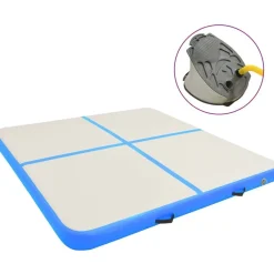 FinePRICE Täytettävä voimistelumatto pumpulla 200x200x15cm PVC sininen
