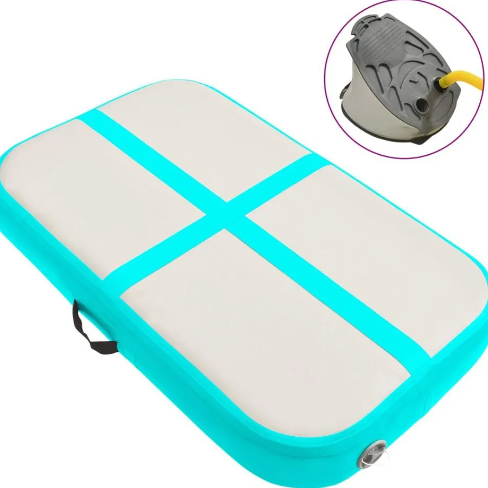Discount FinePRICE Täytettävä voimistelumatto pumpulla 60x100x20 cm PVC vihreä
