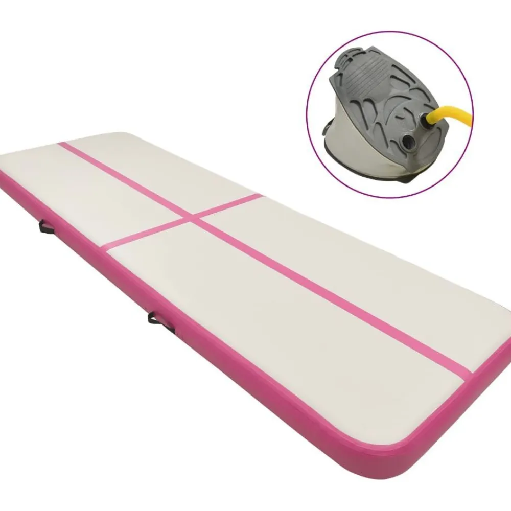 Online FinePRICE Täytettävä voimistelumatto pumpulla 500x100x20 cm PVC pinkki