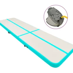 FinePRICE Täytettävä voimistelumatto pumpulla 600x100x20 cm PVC vihreä