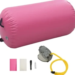 Online FinePRICE Täytettävä voimistelurulla pumpulla 120x90 cm PVC pinkki