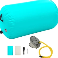 Best FinePRICE Täytettävä voimistelurulla pumpulla 100x60 cm PVC vihreä