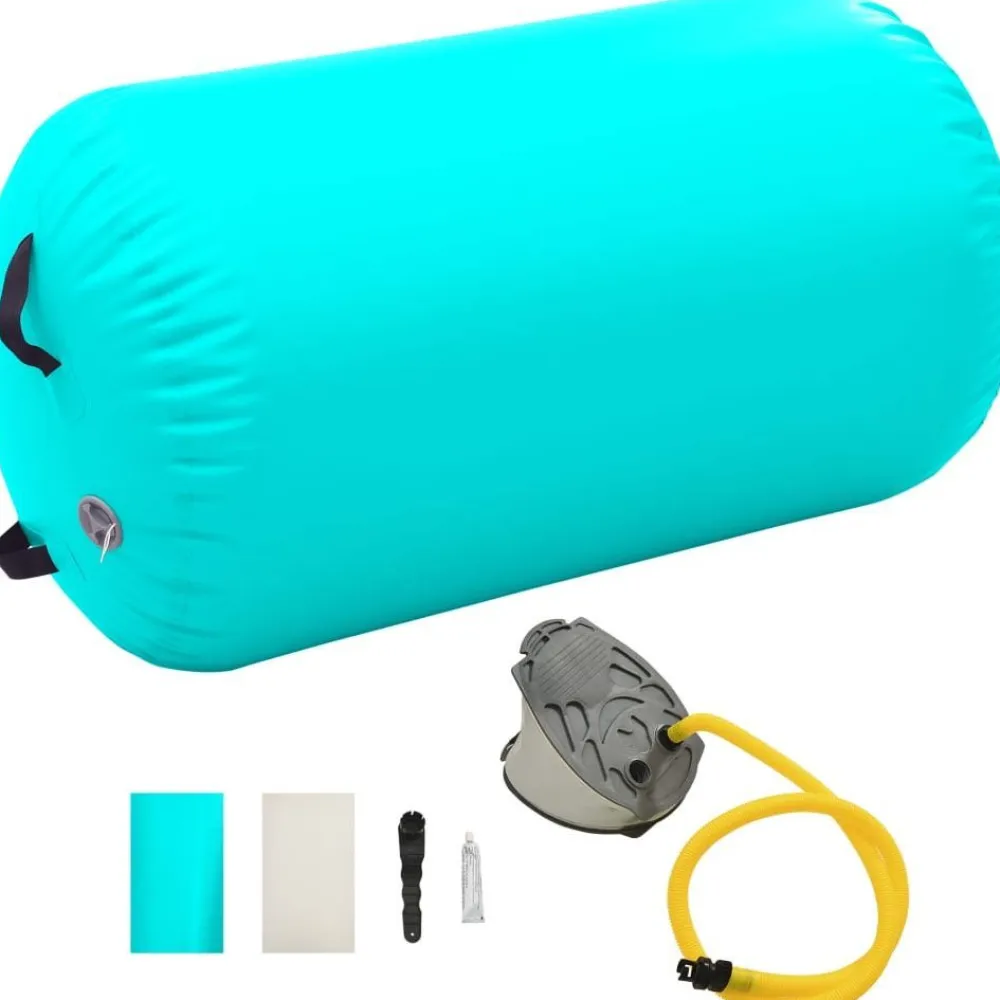 Best FinePRICE Täytettävä voimistelurulla pumpulla 100x60 cm PVC vihreä