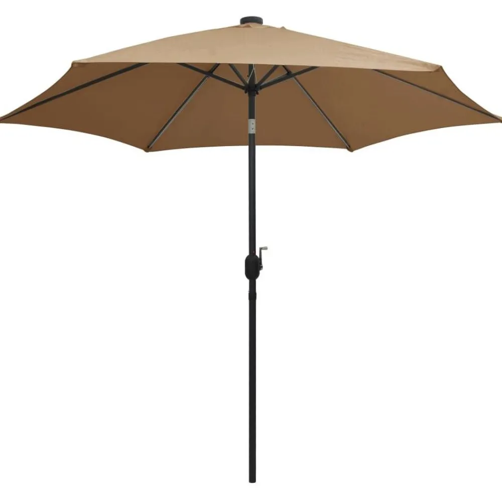 FinePRICE Ulkoaurinkovarjo led-valot alumiinitanko 300cm harmaanruskea