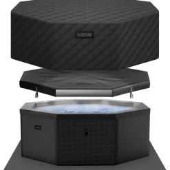 Online Wave Spa Ulkoporeallas Como, 6 hlöä, 90 suutinta, WiFi, kahdeksankulmainen, koottava, musta
