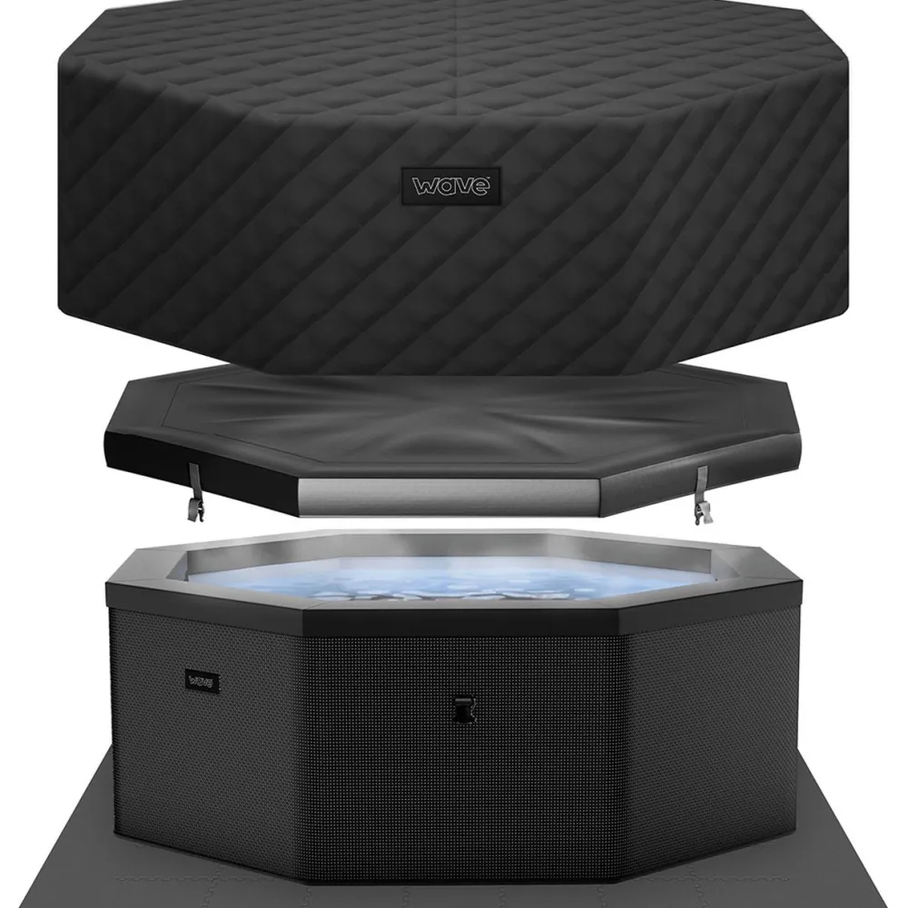 Online Wave Spa Ulkoporeallas Como, 6 hlöä, 90 suutinta, WiFi, kahdeksankulmainen, koottava, musta