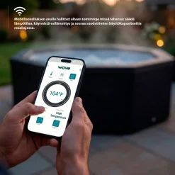 Online Wave Spa Ulkoporeallas Como, 6 hlöä, 90 suutinta, WiFi, kahdeksankulmainen, koottava, musta