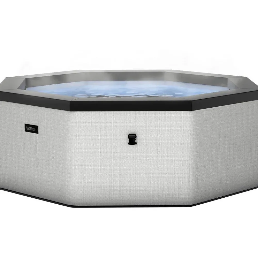 New Wave Spa Ulkoporeallas Como, 6 hlöä, 90 suutinta, WiFi, kahdeksankulmainen, koottava, harmaa
