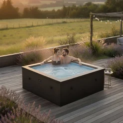 Online Wave Spa Ulkoporeallas Garda, 6 hlöä, 90 suutinta, WiFi, neliö, koottava, musta