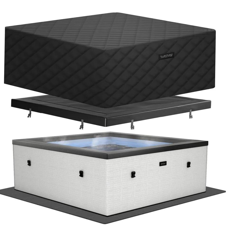 Online Wave Spa Ulkoporeallas Garda, 6 hlöä, 90 suutinta, WiFi, neliö, koottava, valkoinen