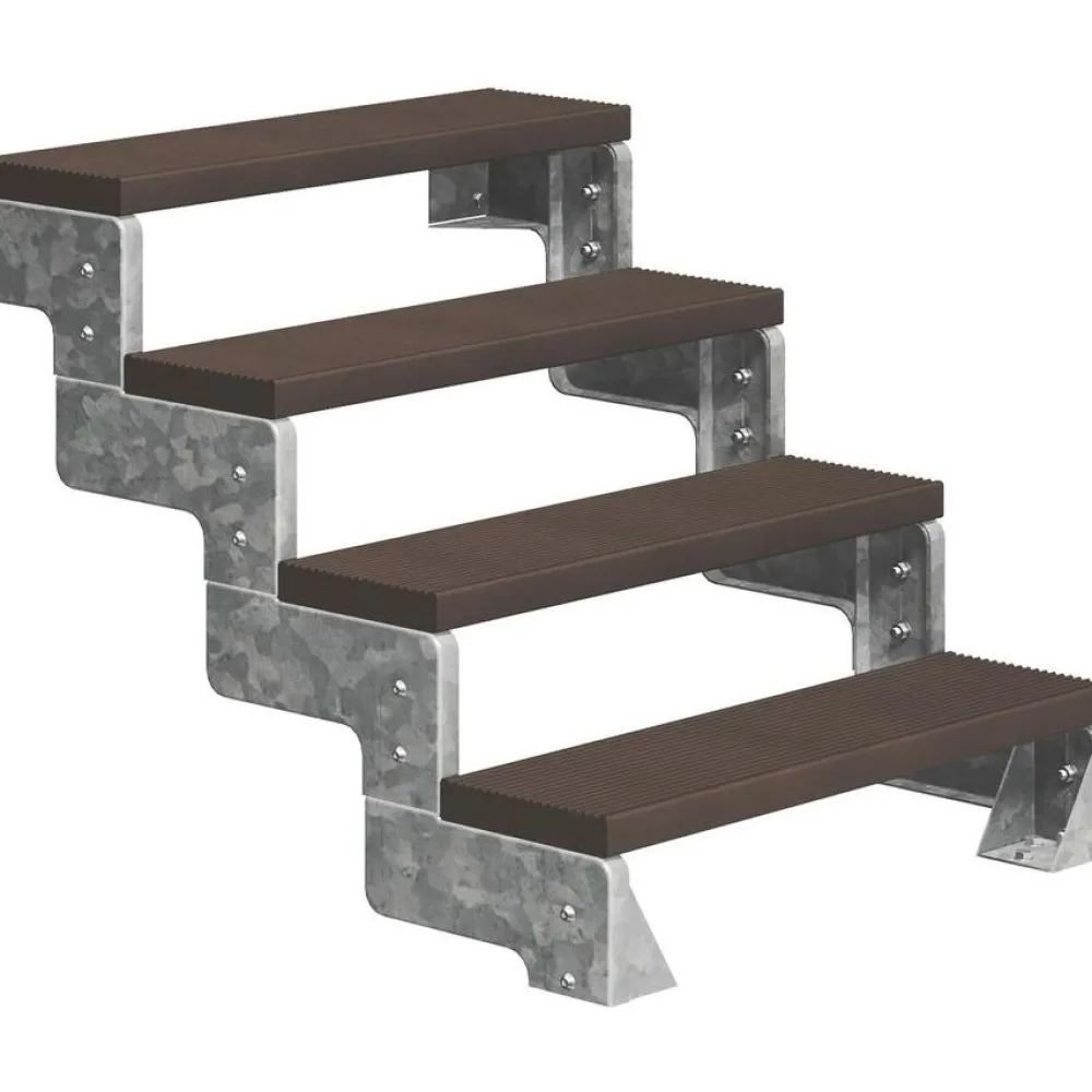 Sale Dolle Ulkoportaat Gardentop Trimax yhdellä Nordic-kaiteella tummanruskea eri kokoja