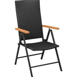 Clearance FinePRICE Ulkoruokailuryhmä musta ja ruskea, 7 osaa
