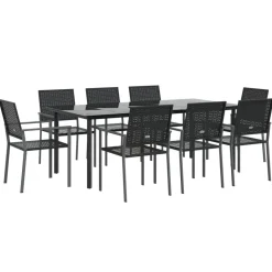 Clearance FinePRICE Ulkoruokailuryhmä polyrottinki ja teräs, 3-osainen