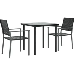 Clearance FinePRICE Ulkoruokailuryhmä polyrottinki ja teräs, 3-osainen