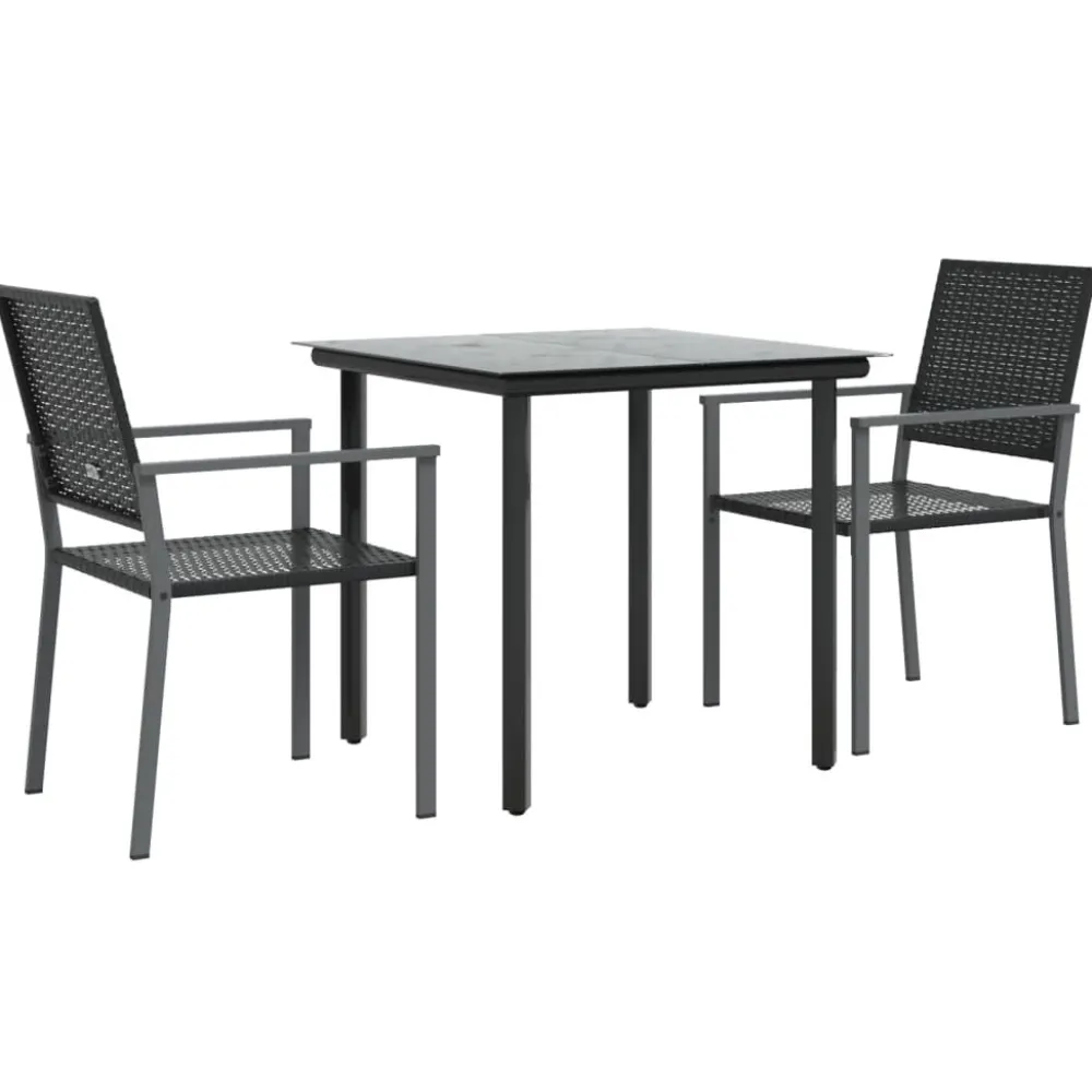 Clearance FinePRICE Ulkoruokailuryhmä polyrottinki ja teräs, 3-osainen